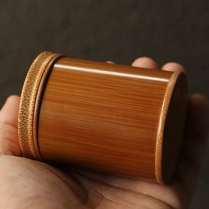 Old Jade Bamboo Tea Caddy 38x50mm Suzhou Handcrafted Incense Powder Jar