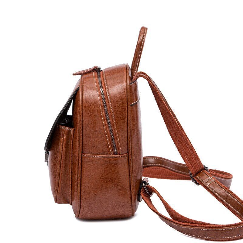 Genuine Leather Backpack Knapsack Small Travel Bag Cowhide Rucksack 22*9.5*27 CM