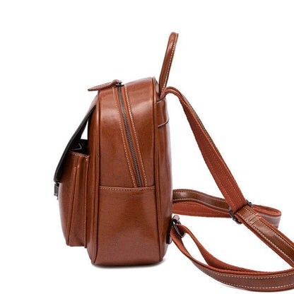 Genuine Leather Backpack Knapsack Small Travel Bag Cowhide Rucksack 22*9.5*27 CM