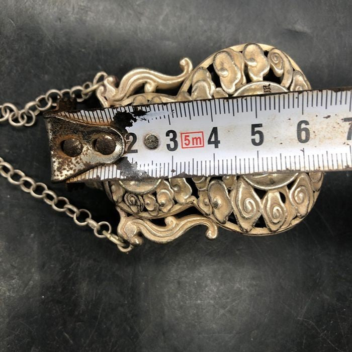 Vintage Chinese Silver Plated Copper Bat Openwork Incense Sachet Pendant