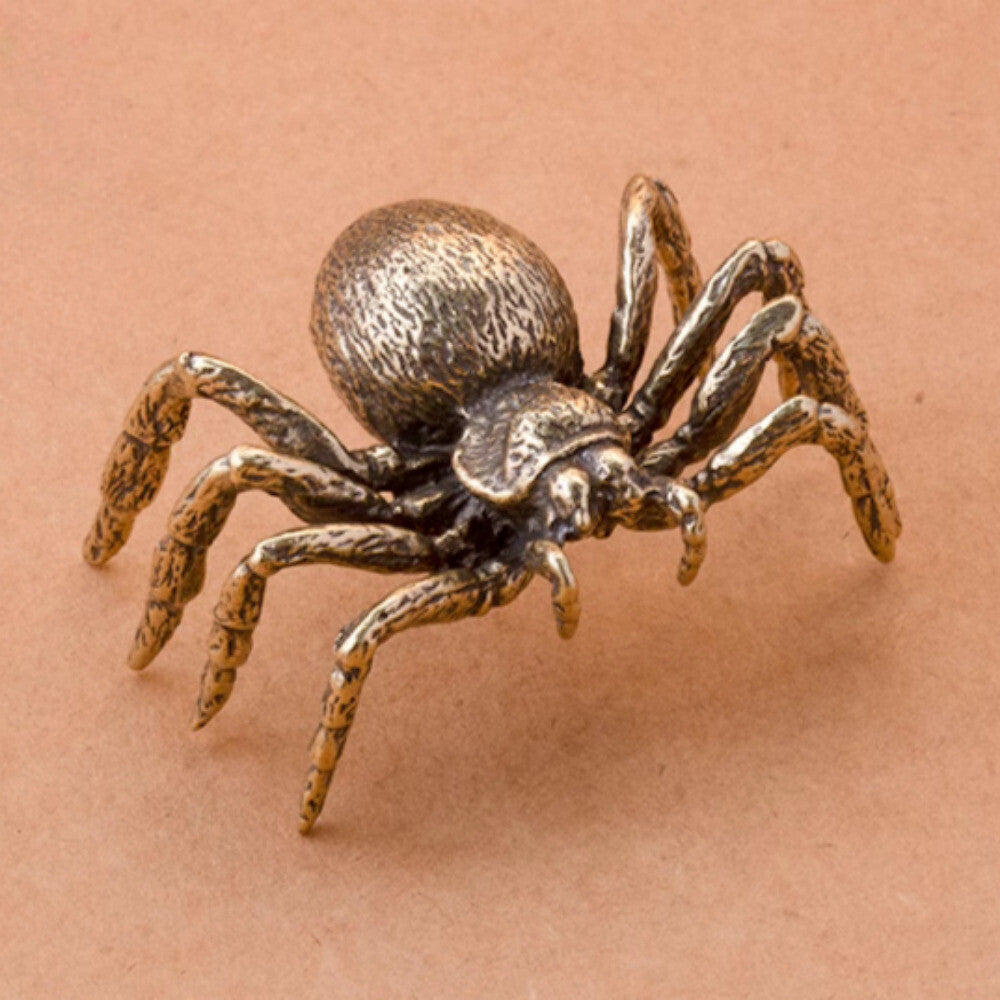Solid Brass Spider Ornament, Vintage Antique Small Copper Tea Pet Ornament