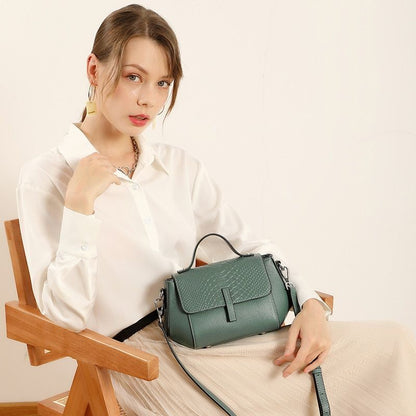 Small Shoulder Bag Genuine Leather Handbag Soft Cowhide Crossbody Shell Purse
