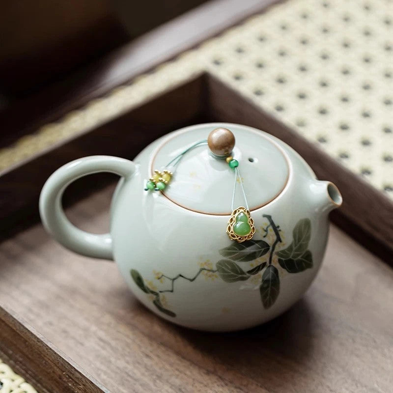 220ml Ceramic Handpainted Osmanthus Xishi Teapot High-end Kung Fu Teaware
