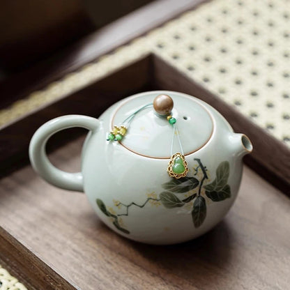 220ml Ceramic Handpainted Osmanthus Xishi Teapot High-end Kung Fu Teaware
