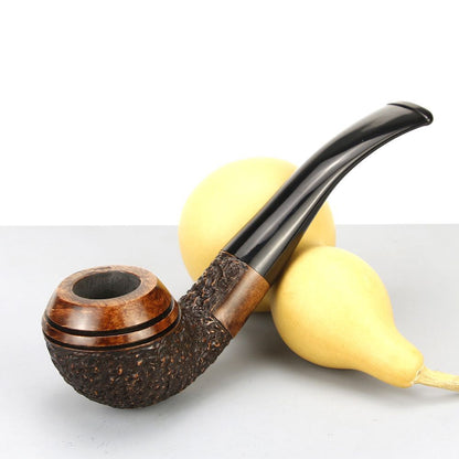 Tobacco Pipe Briar Wood 9mm Filter Creative Round Engraved Smoking Tool 145x34mm
