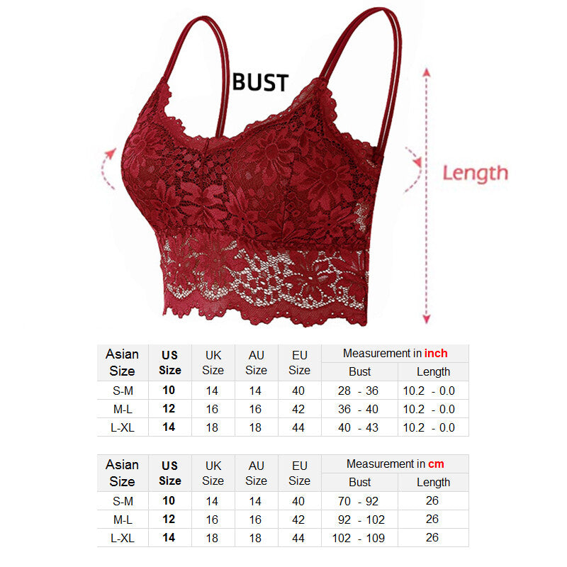 Womens V Neck Lace Bralette Bralet Bra Bustier Crop Top Camisole Cami Vest Tank