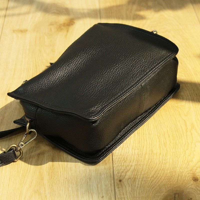 Handbag Small Bag Genuine Leather Flap Shoulder Bag Three-layer zipper Crossbody