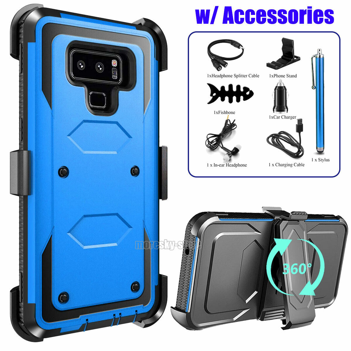 For Samsung Galaxy Note 9 Heavy Duty Clip Holder Case Cover, w/ Accessories