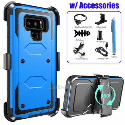 For Samsung Galaxy Note 9 Heavy Duty Clip Holder Case Cover, w/ Accessories