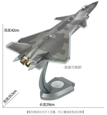 1:35 59CM Chinese J-20B Stealth Fighter Airplane Diecast Military Aircraft Model