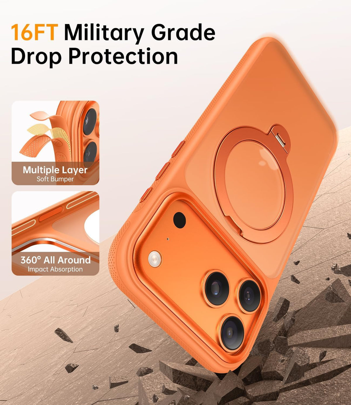 360° Magnetic Stand for Iphone 17 Pro Max Case, [Fit for Magsafe][Camera Control