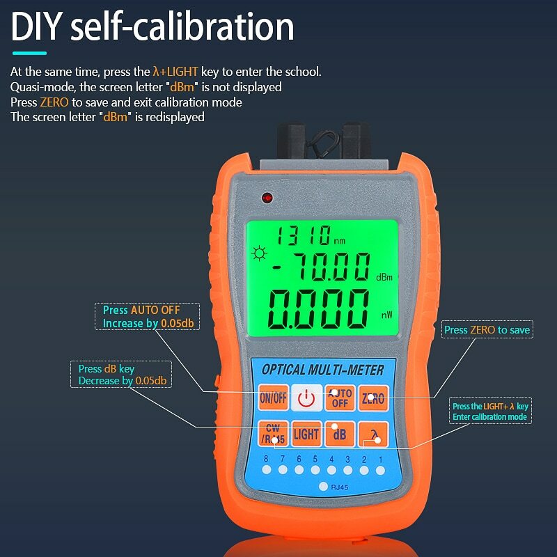 AUA-G70B/50B 4in1 Mini Optic Power Meter Visual Fault Locator Network Cable Test