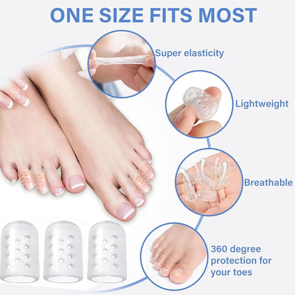 100 Pcs Clear Silicone Toe Protectors, Breathable and Anti-Friction Toe Covers