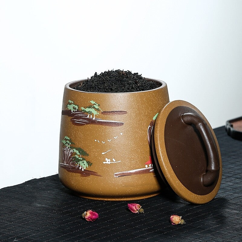 China Tea Caddy True Yixing Zisha Sealed Canister & Lid Handmade For Loose Tea