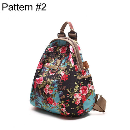 Convertible Floral Nylon Backpack Rucksack Purse Shoulder Bag Travel 2 sizes