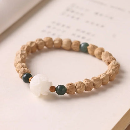 Natural Bodhi Lotus Jade Bracelet Good Luck Hand Strings Buddhist Prayer Beads