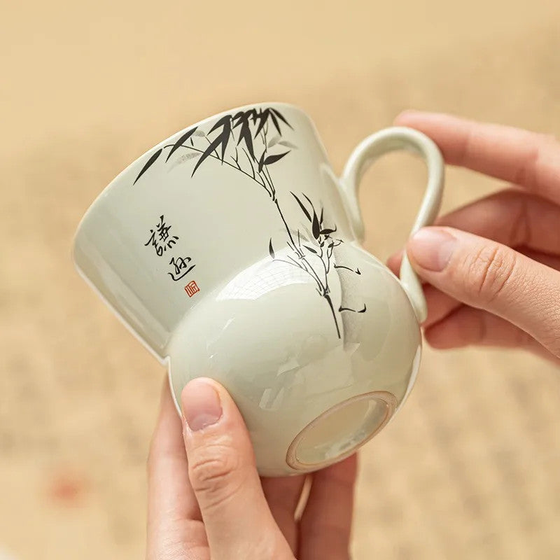 210ml Ceramic Plant Ash Water Cup Gourd Teacup Tea Mug Drinking Cup Coffee Cup