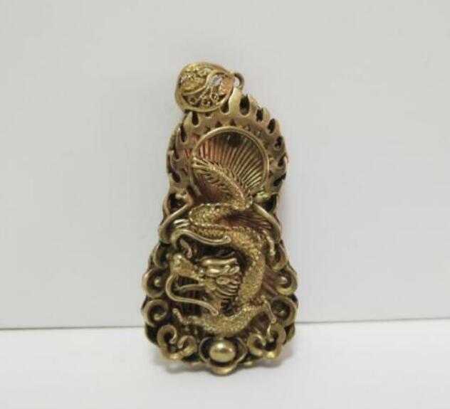 Chinese old antique collection pure brass Dragon small pendant