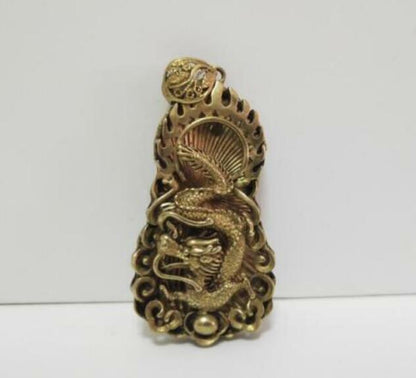 Chinese old antique collection pure brass Dragon small pendant