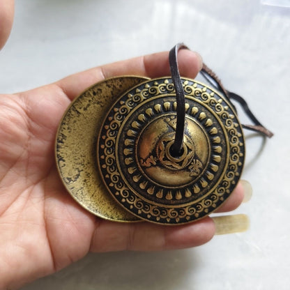 Nepalese Handmade Brass Tingsha Cymbals Tibetan Bell Chime Percussion Instrument