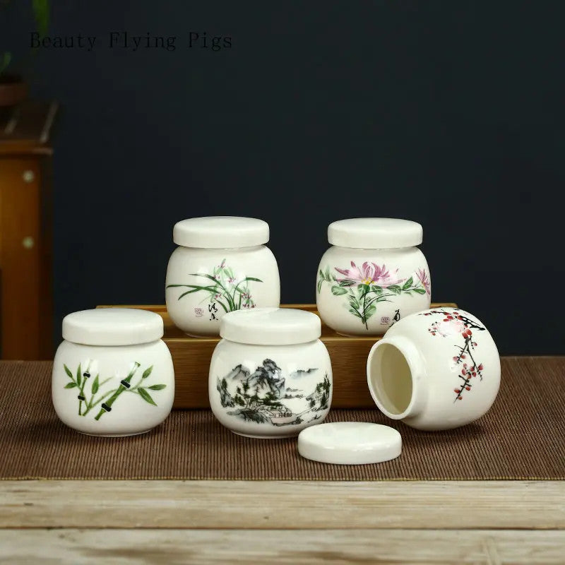 6.2x6.3cm 1pc Ceramic Sealed Tank Tea Storage Tank Sugar Coffee Tea Containers