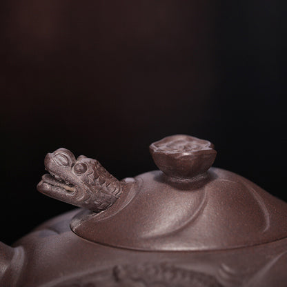 China Yixing Zisha Pottery Purple Clay Handmade 230cc Dragon Fish Teapot