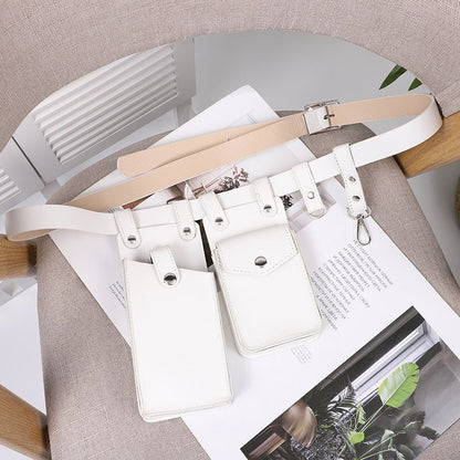 2 PCS Women Belt Bag Leather Flap Fanny Pack Shoulder Crossbody Chest Bag Purse