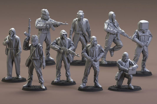 unpainted 1/72 Modern Russia "Biochemical Soldier Combat troops" 9 man model