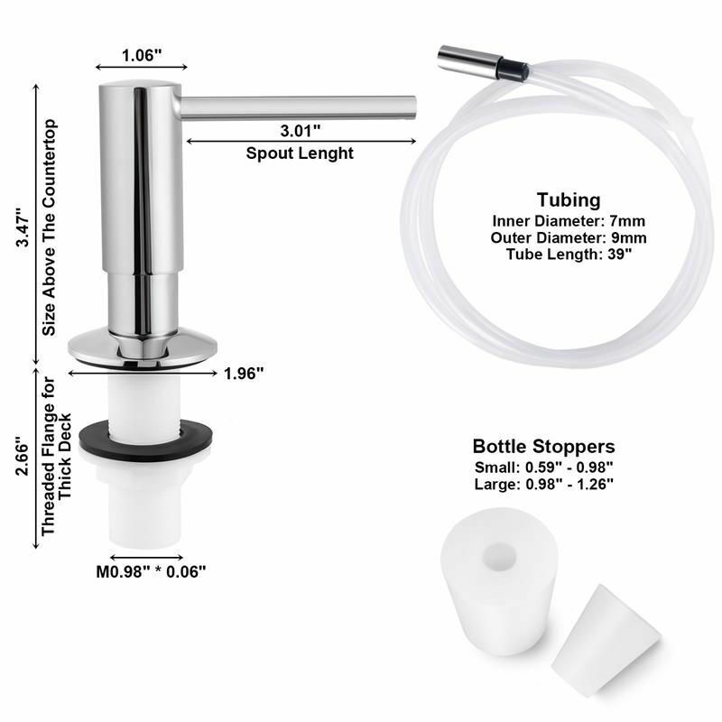 Brass Soap Dispenser Extension Tube Kit Bottle Replacement Kitchen Sink Metal 1p
