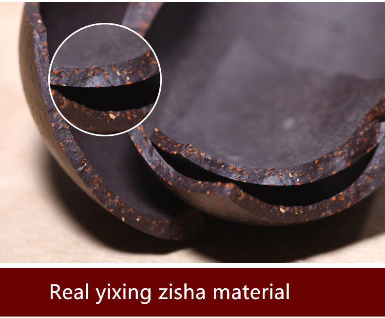 Authentic Yixing Zisha Teapot Marked Ball Shaped Infuser Holes Black Galaxy Clay