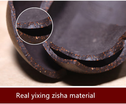Authentic Yixing Zisha Teapot Marked Ball Shaped Infuser Holes Black Galaxy Clay