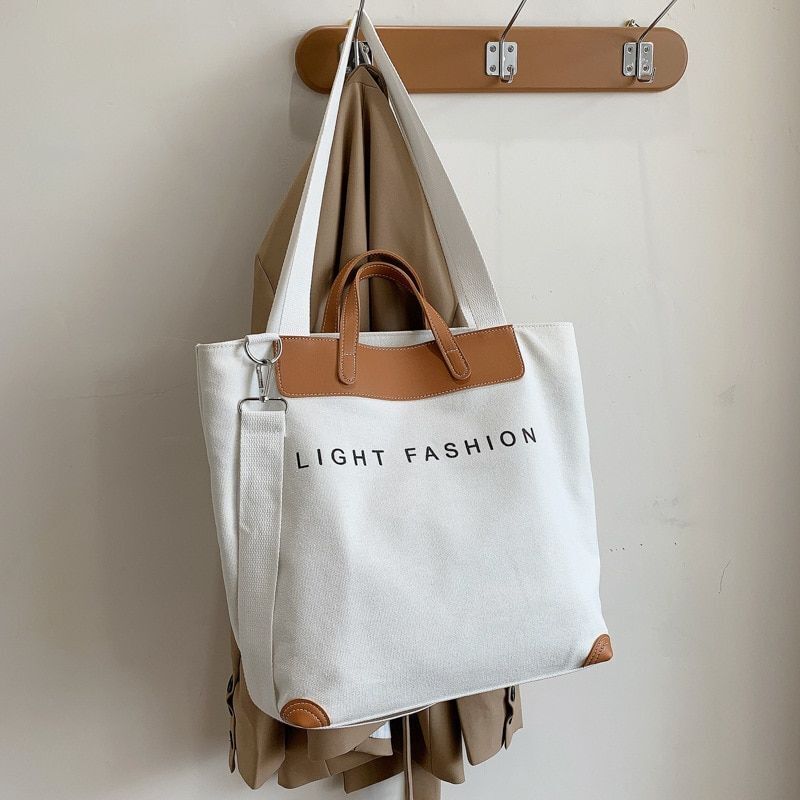 Canvas Handbag Shoulder Crossbody Bag Large Leather Shopper Bag 41*35*17CM Pouch