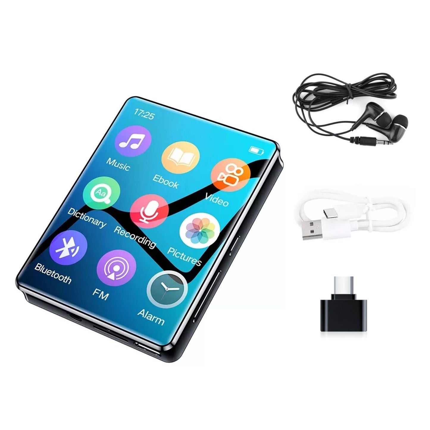MP3 Player 2.4'' Full-touch HD Screen BT 5.0 HiFi Audio Voice Recorder FM Radio