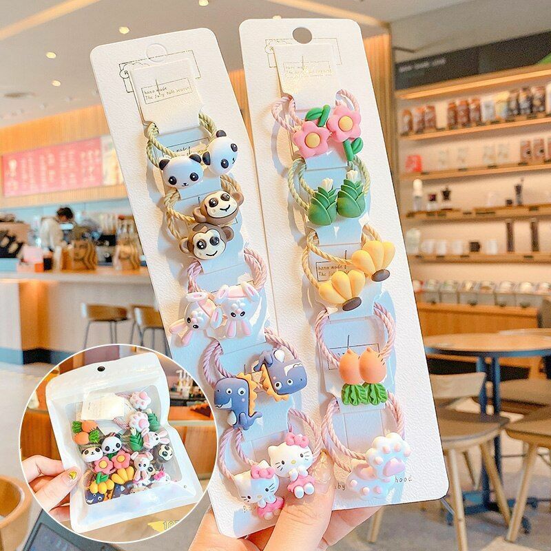 Hair Bands 10/20 Pcs/Bag Shiny Flowers Baby Scrunchies Rubber Kids Accessories