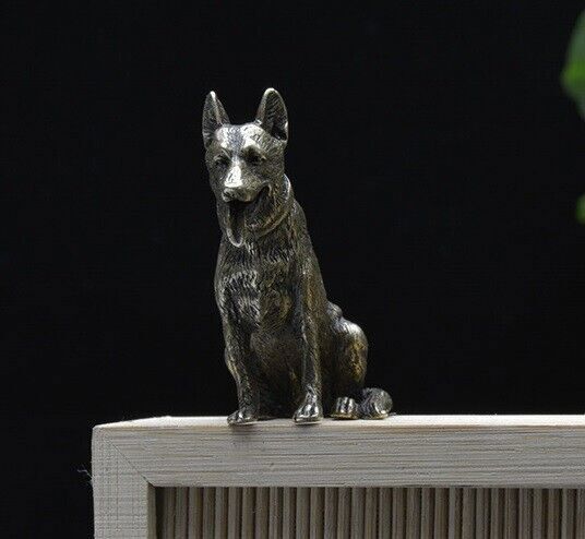 Lucky Dog Brass Animal Statue Small Sculpture Tabletop Figurine Home Decor Gifts