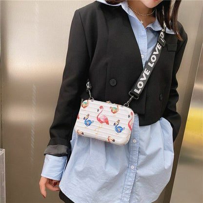 Mini Bag Graffiti Box Shoulder Crossbody Style Fashion Letter Zipper Purse Women