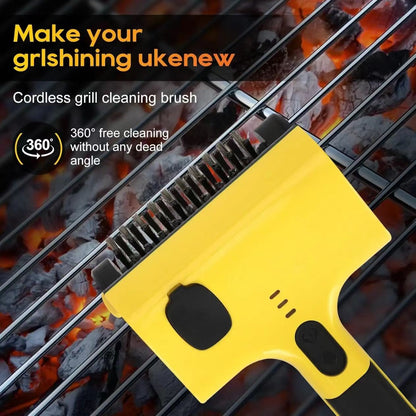 Electric Grill Clean Brush with Liquid Box, Cordless Rechargeable Barbecue Grill
