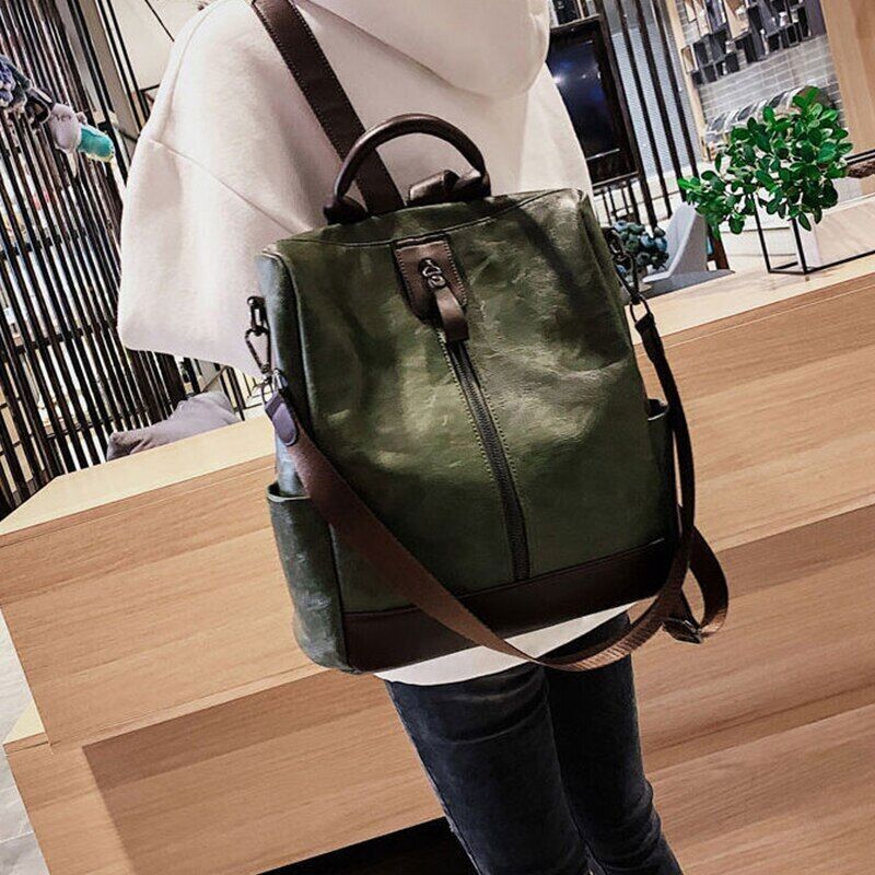 Backpack Women PU Rucksack Travel Backpack School Bag Leather Knapsack