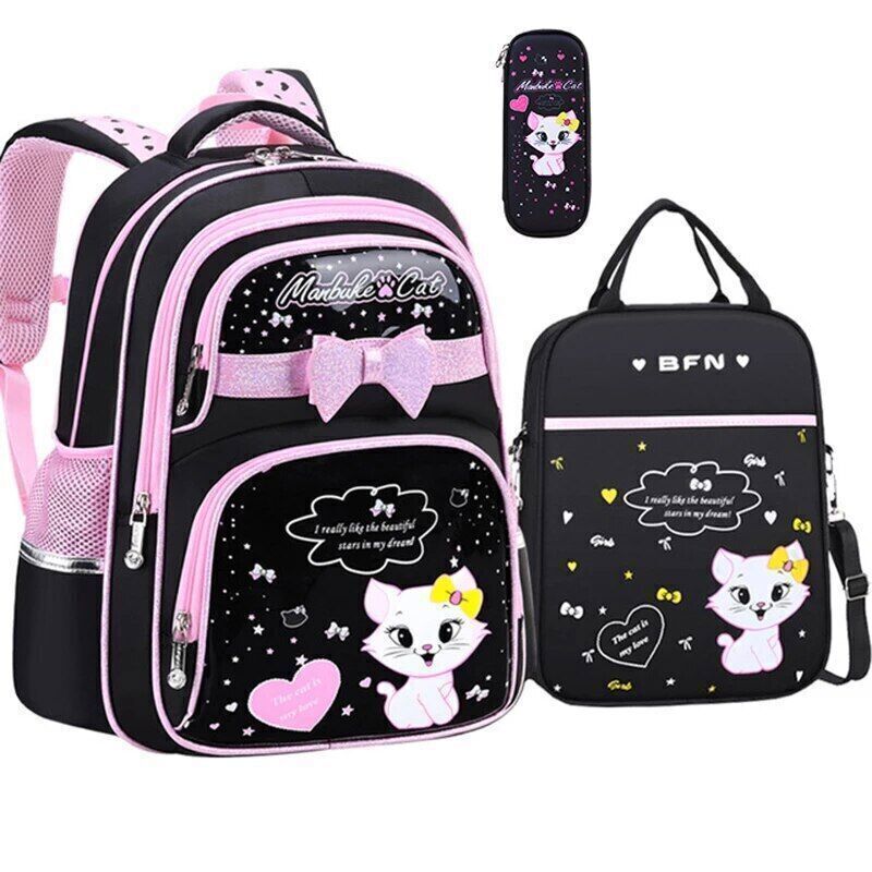 Primary PU leather School Bag Fashion Girls With Cute Waterproof Backpack