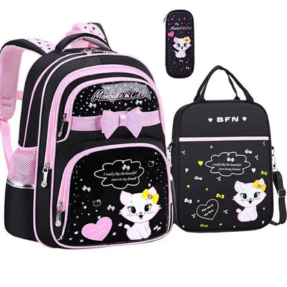 Primary PU leather School Bag Fashion Girls With Cute Waterproof Backpack