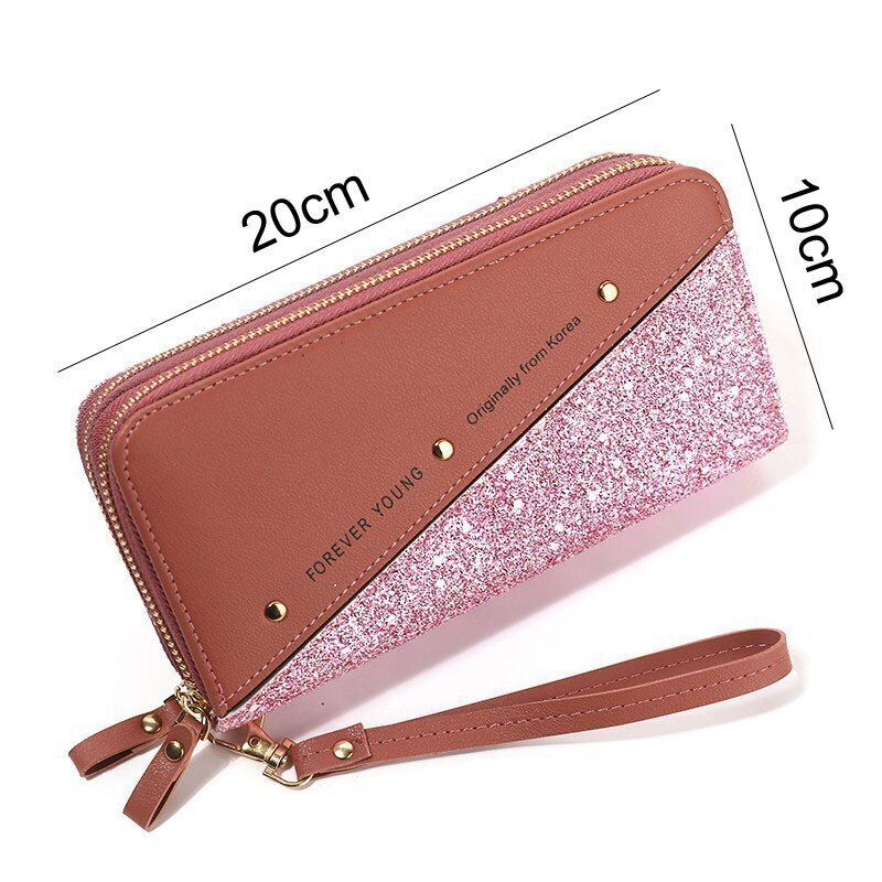 Women Wallets Coin Purses Cards Holder Double Zippers Handbag Money Bags 20*10CM