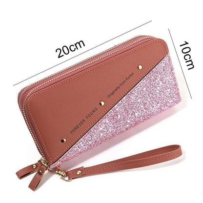Women Wallets Coin Purses Cards Holder Double Zippers Handbag Money Bags 20*10CM
