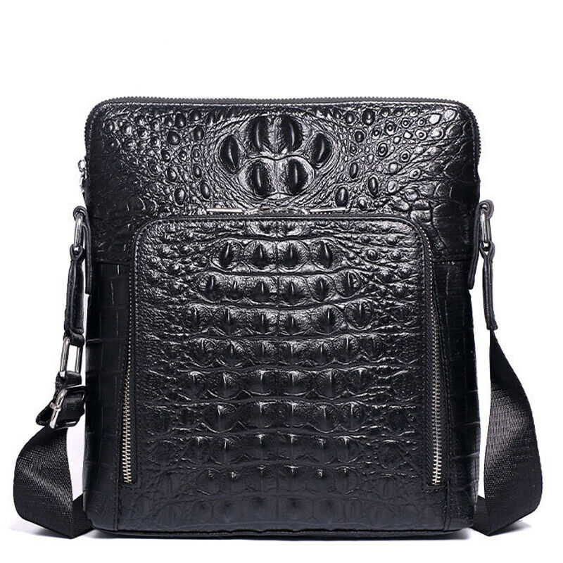 100% Cow Leather Crocodile Embossed 10" Men's Business Shoulder/Messenger bags