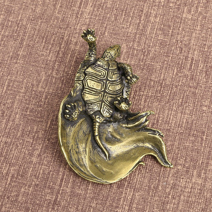 Brass Longevity Turtle Figurine Small Statue Home Ornament Animal Figurines Gift