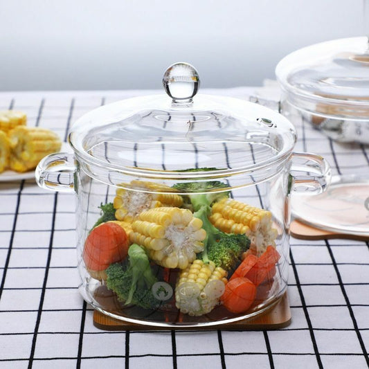 1.6L Heat-Resistant Porridge Pot 15x18cm Transparent Glass Home Soup Stocks Bowl