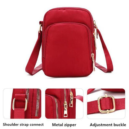 Crossbody Zipper Mobile Phone Shoulder Bag Handbag Wrist Purse 12*6*17 CM Nylon