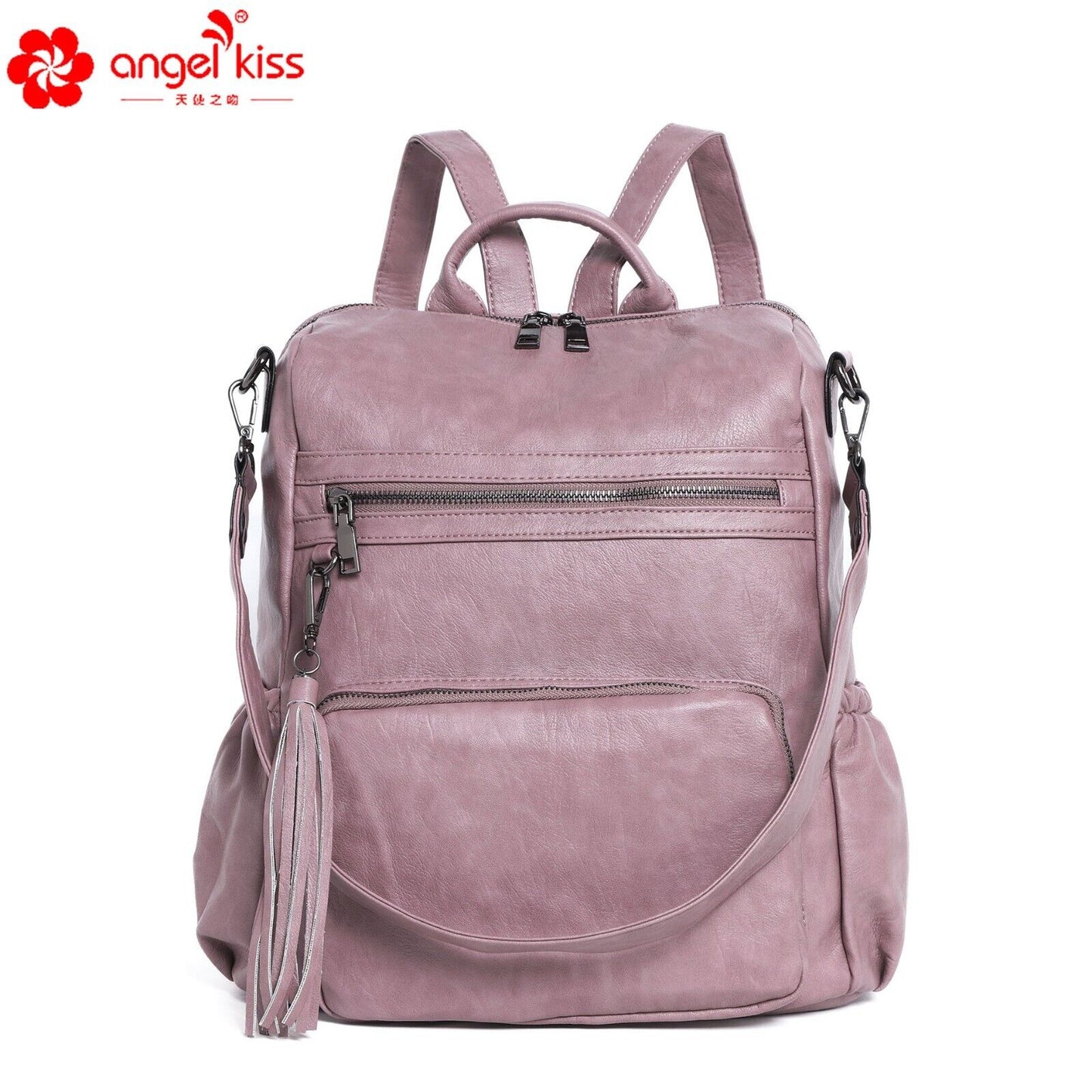 Angel Kiss Backpack for Women Soft Leather Large Travel Bags Sling Shoulder Bag