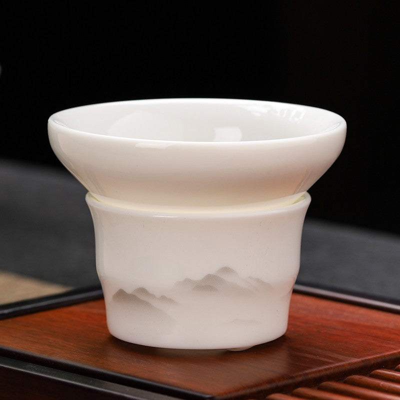 Dehua Sheep Fat Jade White Porcelain Tea Strainer Tea Filter Tea Set