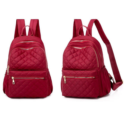 Leather Plaid Backpacks Multi Layer Zipper Fashion Shoulder Traveling School Bag
