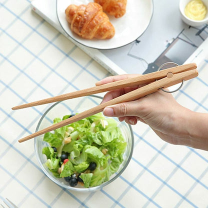 Wooden Kitchen Tongs Meat BBQ Clip Food Fruit Serving Clamp Cooking Utensil Tool